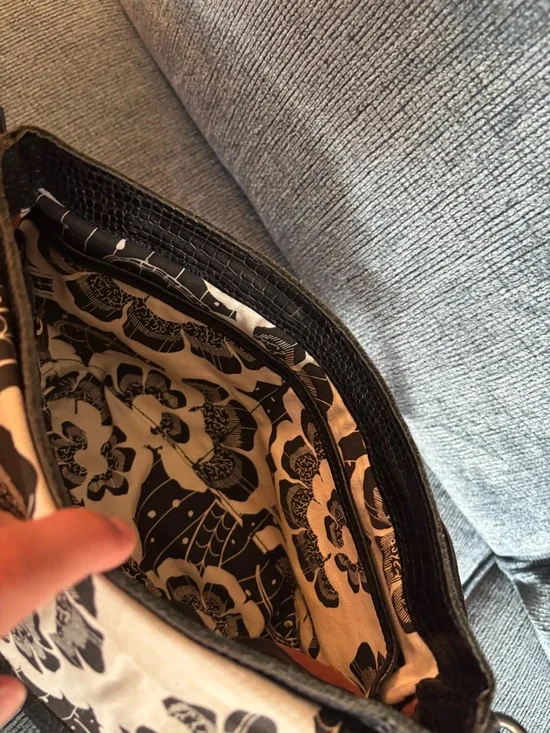 Liebeskind Croc Printed Black Leather Bag - Picture 8 of 9